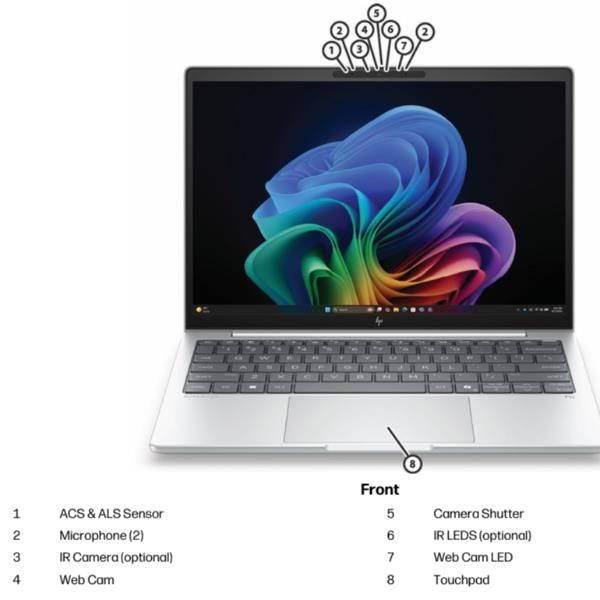 HP EliteBook 8 G2i 13 inch Notebook Next Gen AI PC Wolf Pro Security Edition Copilot+ PC Intel Core Ultra 7 Computer portatile 33,8 cm (13.3") WUXGA 32 GB LPDDR5x-SDRAM 1 TB SSD Wi-Fi 7 (802.11be) Windows 11 Pro Argento [DL5Q0AT#ABZ]