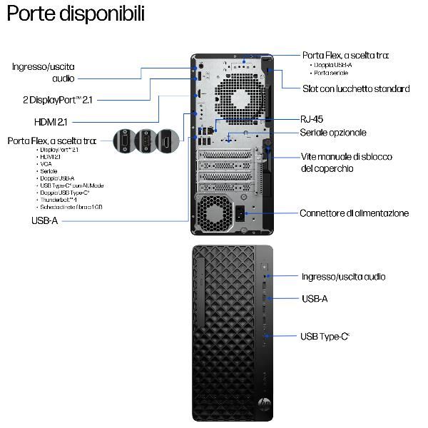 HP EliteDesk 8 Tower G1i AI PC Wolf Pro Security Edition Intel Core Ultra 7 265 16 GB DDR5-SDRAM 512 GB SSD Windows 11 Pro Nero [D5BC7ET#ABZ]