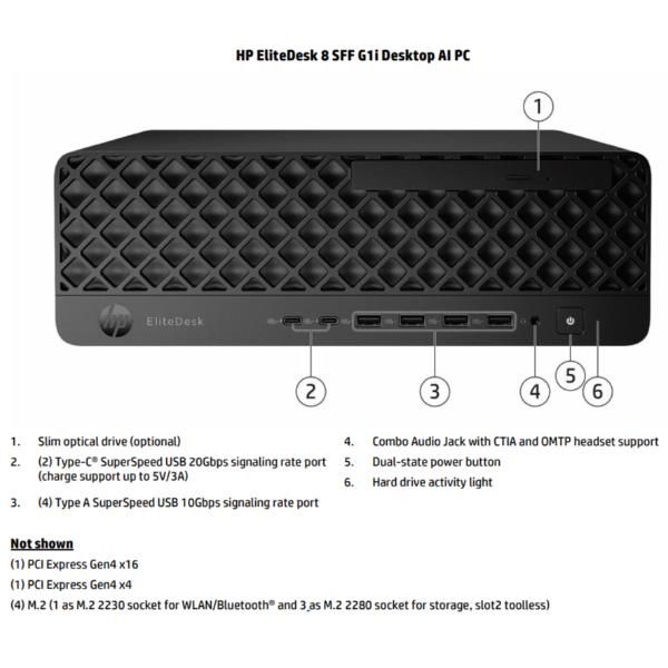 HP EliteDesk 8 SFF G1i Desktop AI PC Wolf Pro Security Edition Intel Core Ultra 5 235 16 GB DDR5-SDRAM 512 GB SSD Windows 11 Pro [D59LVET#ABZ]