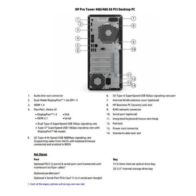 HP Pro Tower 400 G9 PCI Intel Core i3 i3-14100 8 GB DDR5-SDRAM 512 GB SSD Windows 11 Pro PC Nero [D58S0AT#ABZ]