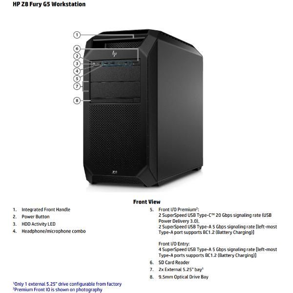 HP Z8 Fury G5 Intel Xeon w7 w7-3545 64 GB DDR5-SDRAM 2 TB SSD Windows 11 Pro Tower Stazione di lavoro AI Workstation Nero [D4SW9ET#ABZ]