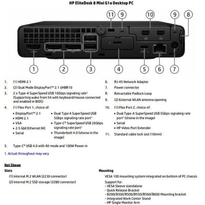 Hp EliteDesk 8 Mini G1a - Ryzen 5 220 - 16GB RAM - 512GB SSD - Windows 11 Pro - #ABZ - QWERTY IT - [ITALIAN] [C64SNAT#ABZ]
