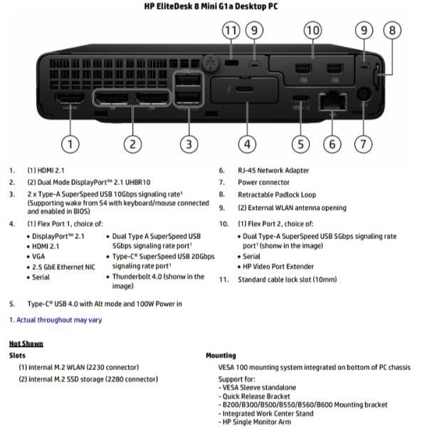 Hp EliteDesk 8 Mini G1a - Ryzen 5 220 - 16GB RAM - 512GB SSD - Windows 11 Pro - #ABZ - QWERTY IT - [ITALIAN] [C64SNAT#ABZ]