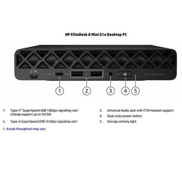 Hp EliteDesk 8 Mini G1a - Ryzen 5 220 - 16GB RAM - 512GB SSD - Windows 11 Pro - #ABZ - QWERTY IT - [ITALIAN] [C64SNAT#ABZ]