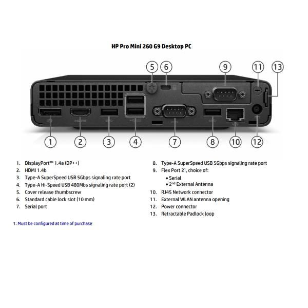 HP Pro Mini 260 G9 Desktop PC Intel Core i3 i3-1315U 8 GB DDR4-SDRAM 256 GB SSD Windows 11 Pro Mini PC [D57KVEA#ABZ]