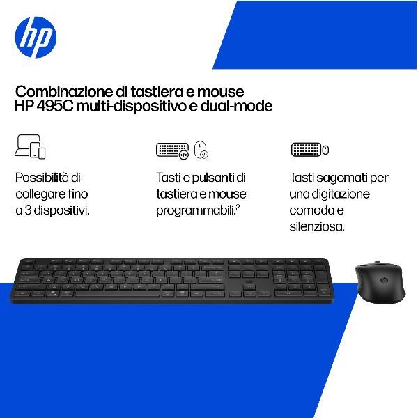 Kit Tastiera e Mouse wireless e Bluetooth dual-mode HP 495C [BE1Q0UT#ABZ]