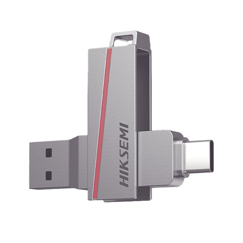 HIKVISION PEN DISK USB FLASH USB 3.2 128GB E307 DUAL SLIM METAL CASE SILVER [HS-USB-E307C 128GB]