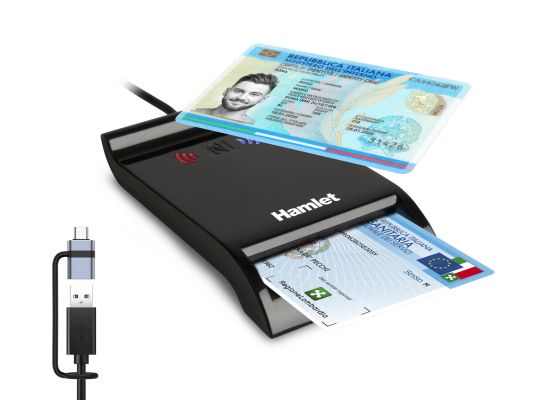LETTORE USB-A + USB-C DI SMART CARD NFC [HUSCR-NFCX]