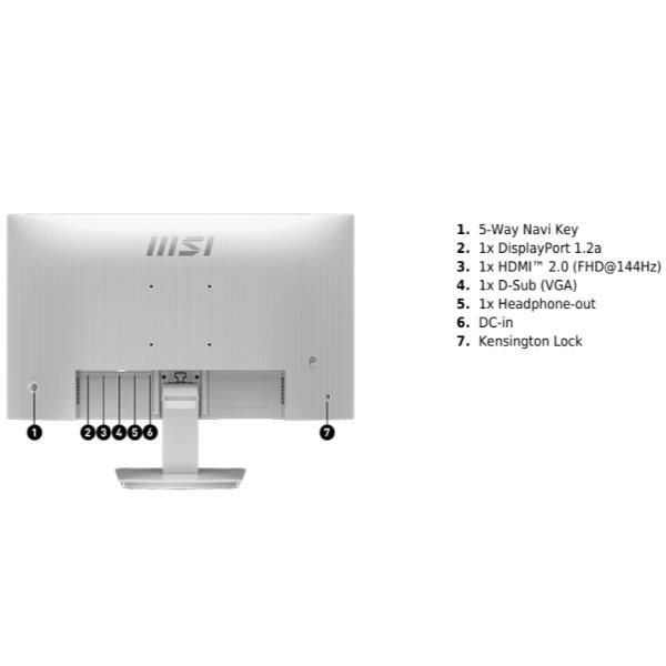 MSI MONITOR 27 LED IPS FHD 16:9 144Hz 1ms, HDMI/DP/VGA, MULTIMEDIALE, BIANCO [PRO MP273W E14A]