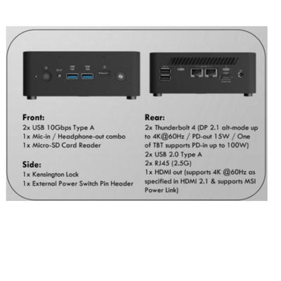 MSI MINI PC CUBI NUC AI Ultra 9 288V 32GB 2T SSD WIN 11 PRO [CUBI NUC AI+ 2MG-028]