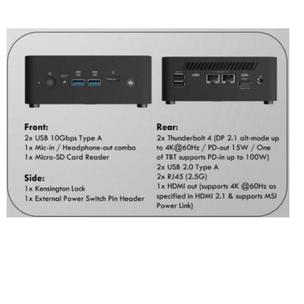 MSI MINI PC CUBI NUC AI Ultra 9 288V 32GB 2T SSD WIN 11 PRO [CUBI NUC AI+ 2MG-028]