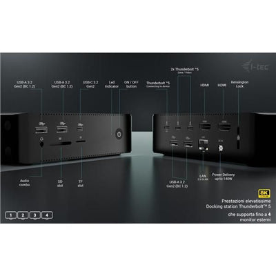 Docking station Thunderbolt5 Quattro Display, 5 porte USB, 2,5 GLAN con Alimentatore 140 W [TB5QUATTRODOCKPD]