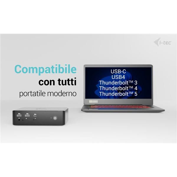Docking station Thunderbolt5 Quattro Display, 5 porte USB, 2,5 GLAN con Alimentatore 140 W [TB5QUATTRODOCKPD]