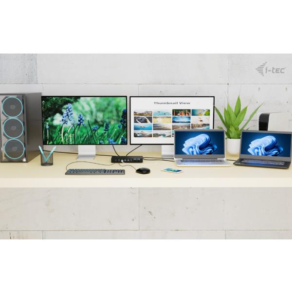 I-TEC DOCKING STATION USB-C KVM PER 3 HOSTS, DUAL DISPLAY, POWER DELIVERY 1X 92W/2X 65W [C31KVMDOCKPDPRO]