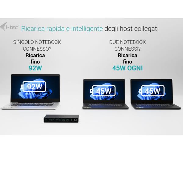I-TEC DOCKING STATION USB-C KVM PER 3 HOSTS, DUAL DISPLAY, POWER DELIVERY 1X 92W/2X 65W [C31KVMDOCKPDPRO]