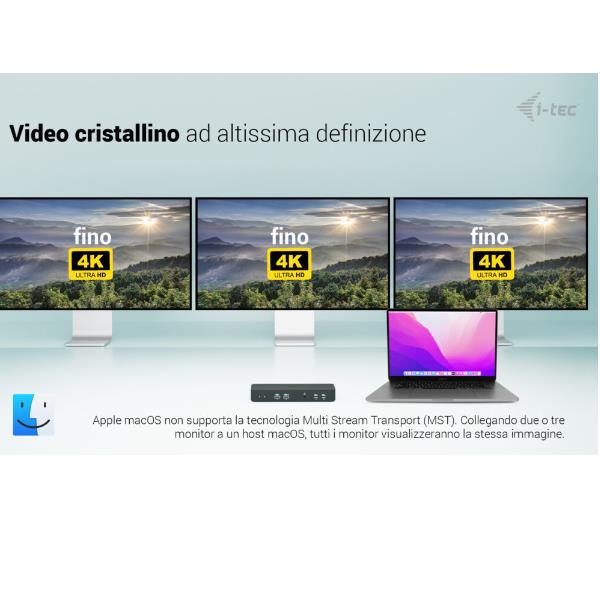 USB-C DOCK INTELLIGENT TRIPLO MONITOR 2x DP, 1x HDMI, PD 100W con alimentatore [C31INTGTRI4KDOCPDIT]