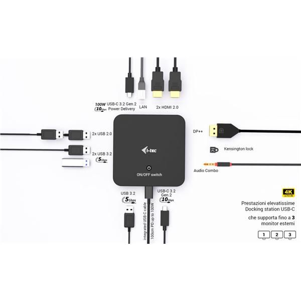 i-tec USB-C DP Dual HDMI Docking Station with Power Delivery 100 W [C31TRIPLEVIDEODPPRO]