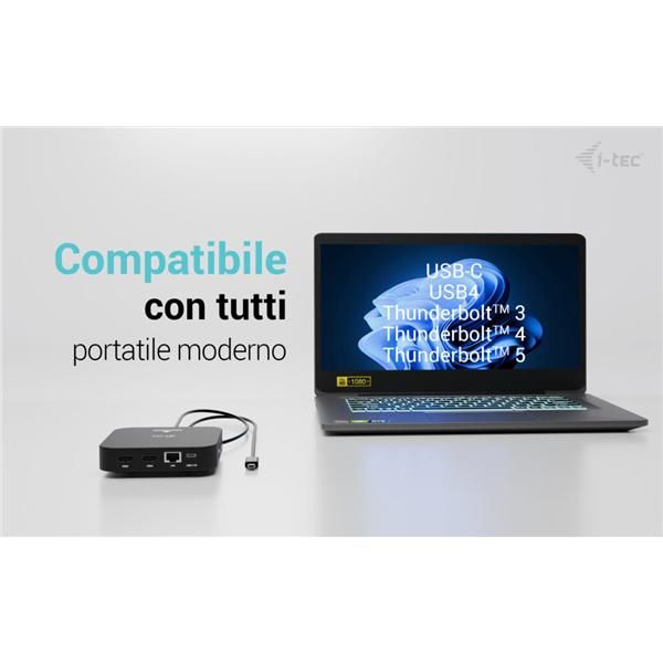 I-TEC DOCKING STATION USB-C DUAL HDMI CON POWER DELIVERY 100 W PIU CARICATORE 100W [C31DUALHDMIDPD100]