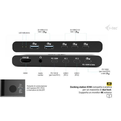 KVM Docking HDMI x 2 Hosts (PC1 e PC2) PD 2x 100W [C31KVMHDMIDOCKPD]