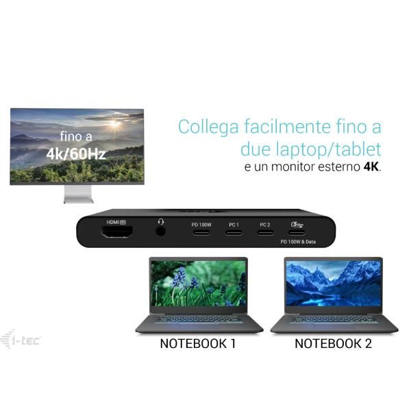 KVM Docking HDMI x 2 Hosts (PC1 e PC2) PD 2x 100W [C31KVMHDMIDOCKPD]