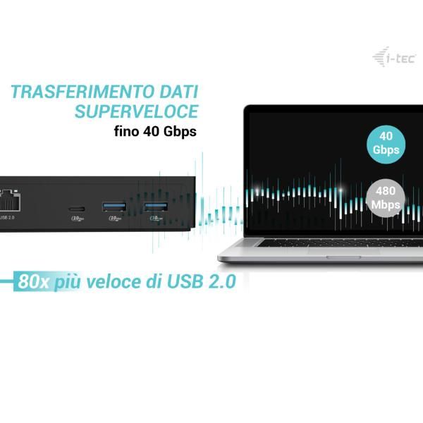 DOCK THUNDERBOLT 4 Doppio display (2xDP, 1xTB4) +5xUSB+ Power Delivery da 90 W con alimentatore [TB4INTGDUAL4KDOCPDIT]
