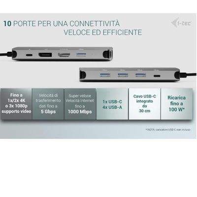DOCKING USB-C METAL NANO 3 MONITOR (HDMI+VGA+DP), 5xUSB 3.2 [C31NANOTRIDOCKPD]