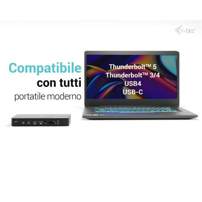 I-TEC THUNDERBOLT 5 Triplo Display, PD140W con alimentatore, Slot M.2 NVMe per espandere lo storage fino a 7000 MB/s [TB5TRIPLEDOCKM2PDIT]