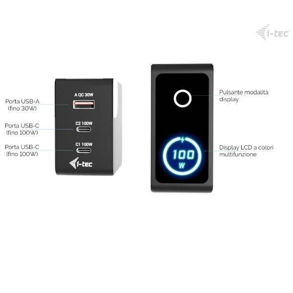 UNIVERSAL CHARGER USB (2USB-C, 1USB-A) Potenza uscita fino a 100W [CHARGER-INTG100W]