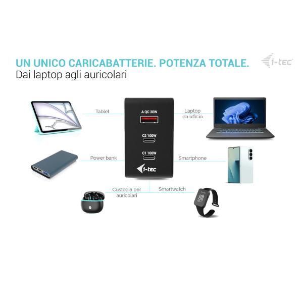 UNIVERSAL CHARGER USB (2USB-C, 1USB-A) Potenza uscita fino a 100W [CHARGER-INTG100W]