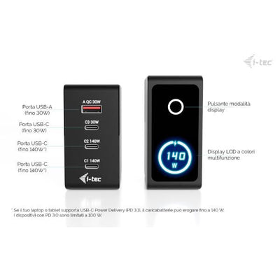 UNIVERSAL CHARGER USB (3USB-C, 1USB-A) potenza uscita fino a 140W [CHARGER-INTG140W]