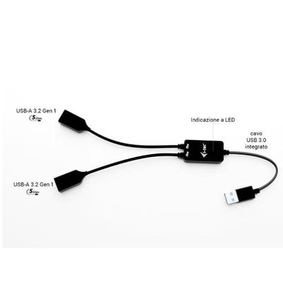 i-tec USB-A Cable HUB 2 port (2x USB-A) [U3CBLHUB2A]