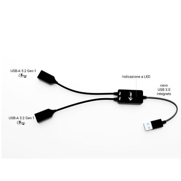 i-tec USB-A Cable HUB 2 port (2x USB-A) [U3CBLHUB2A]