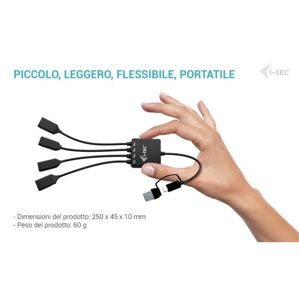 I-TEC CAVO HUB USB-C/USB-A 4 PORTE 2X USB-C, 2X USB-A [CACBLHUB2A2C]