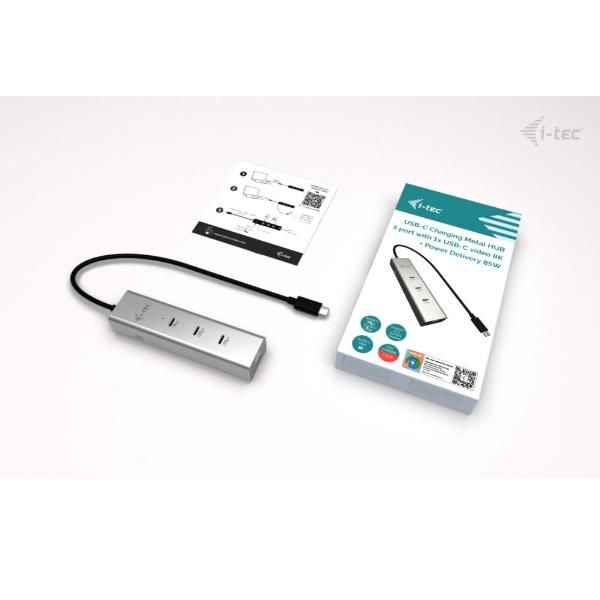 HUB di ricarica USB-C a 5 porte con video USB-C 8K + PD 85 W [C31HUBMETAL8KPDPRO]