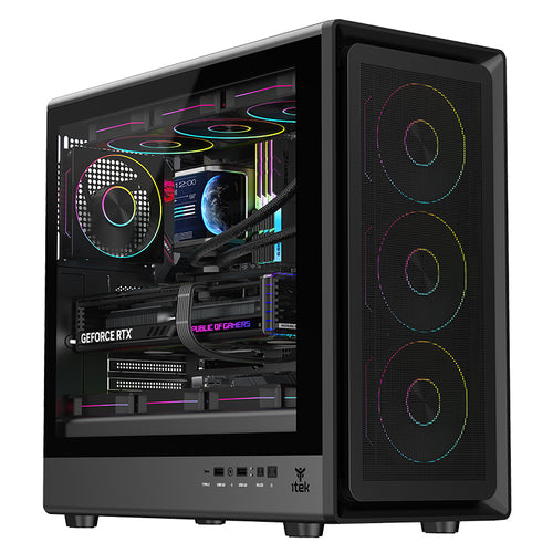 ITEK CASE MESHCORE 36B GAMING TOWER ATX 4x14CM ARGB FAN 2xUSB3 TYPE-C TEMP GLASS SIDE PANEL [ITGCAMC36B]