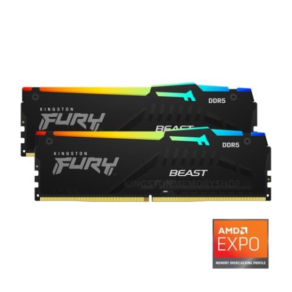 Kingston FURY Beast 32GB 5600MT/s DDR5 CL36 DIMM - RGB 32 GB - 2 x 16 GB [KF556C36BBEAK2-32]