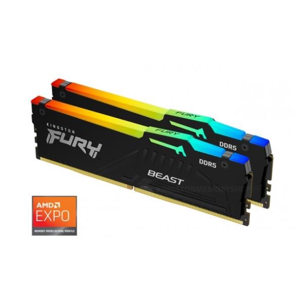 Kingston FURY Beast 32GB 5600MT/s DDR5 CL36 DIMM - RGB 32 GB - 2 x 16 GB [KF556C36BBEAK2-32]