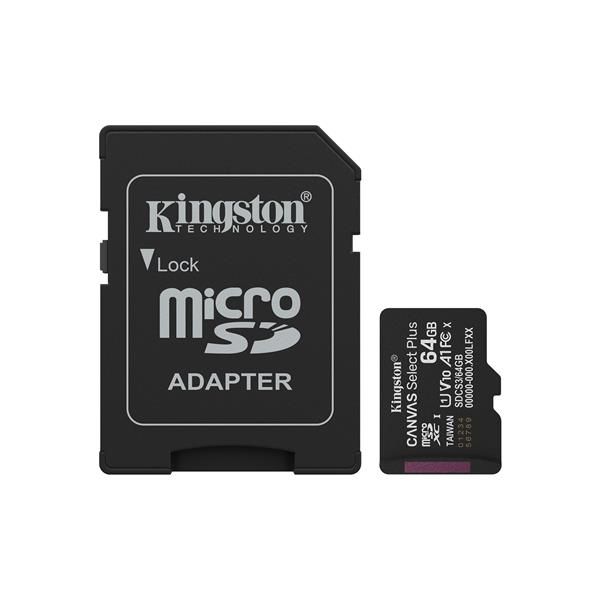 MicroSDXC Canvas Select Plus Gen3 64GB con adattatore [SDCS3/64GB]