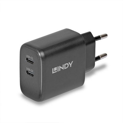 ALIMENTATORE GAN 2 X USB TIPO C, 65W [LINDY73438]