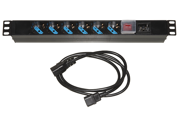 LINK MULTIPRESA DA RACK 19" 6 PRESE UNIVERSALI CON CAVO ALIMENTAZIONE C14 MASCHIO REMOVIBILE [LK10062C]