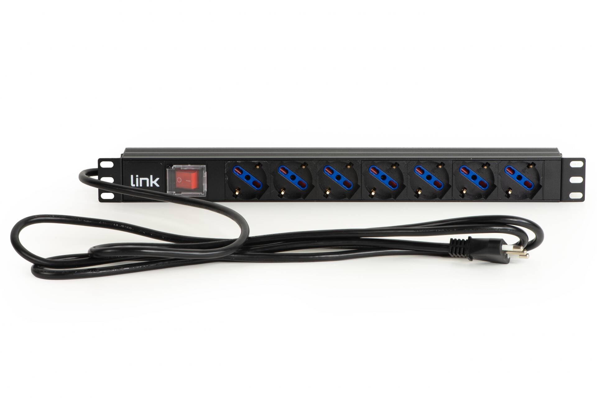LINK MULTIPRESA DA RACK 19" 7 PRESE UNIVERSALI CON INTERRUTTORE SPINA ITALIANA 16A CAVO MT 1.75 [LK10084]