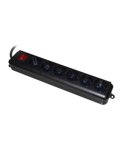 LINK MULTIPRESA 6 PRESE UNIVERSALI ITA/SCHUKO 10/16 A - SPINA 16 A CON INTERRUTTORE NERA [LKMP06N]