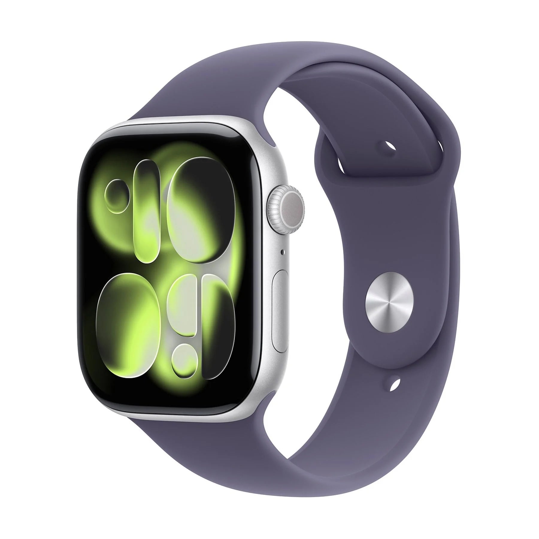 APPLE WATCH SERIES 11GPS46MMSILVER ALUMINIUM CASE WITH PURPLE FOG SPORT BAND - S/M [MEV94QL/A]