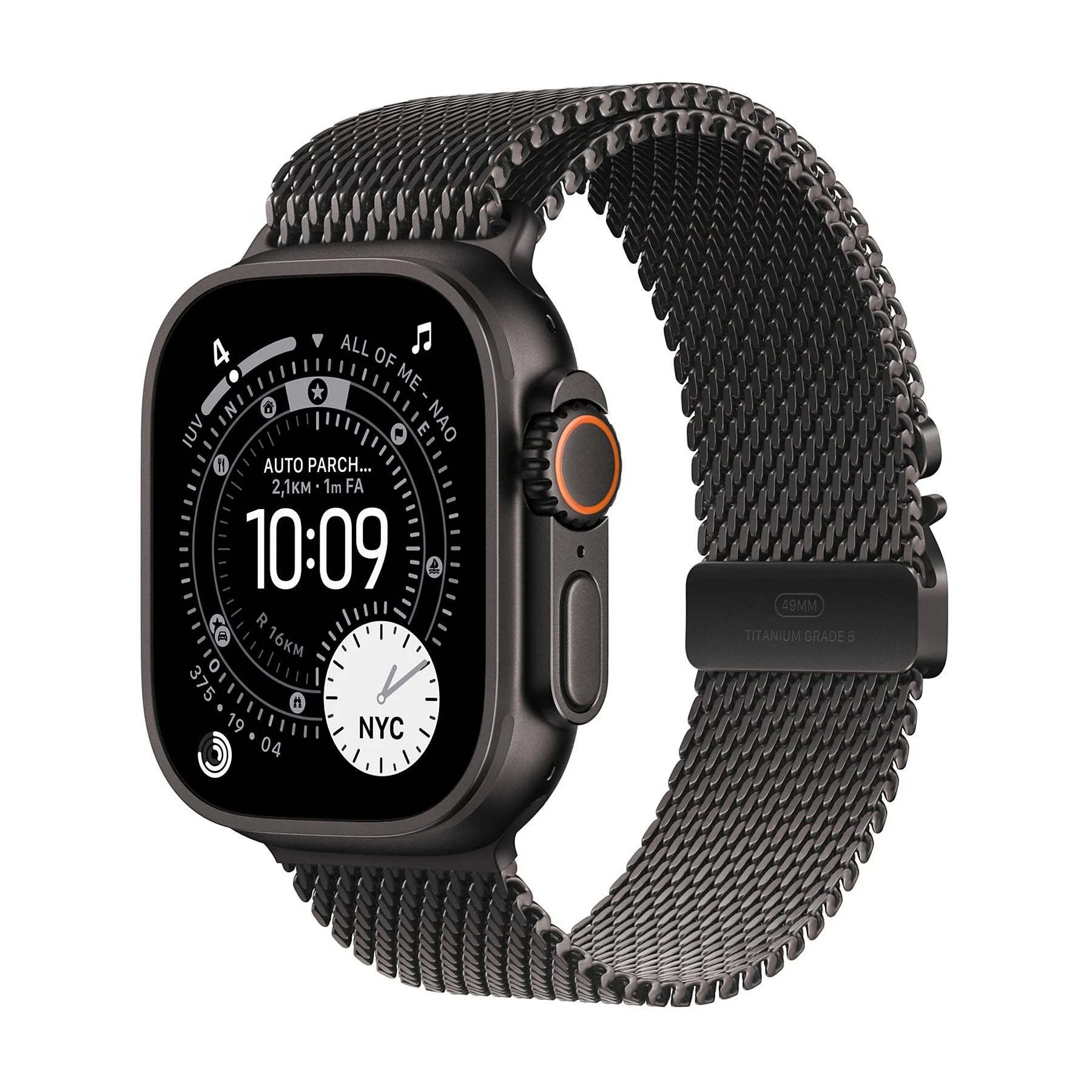 APPLE WATCH ULTRA 3GPS + CELLULAR49MMBLACK TITANIUM CASE WITH BLACK TITANIUM MILANESE LOOP - LARG [MF1T4QL/A]