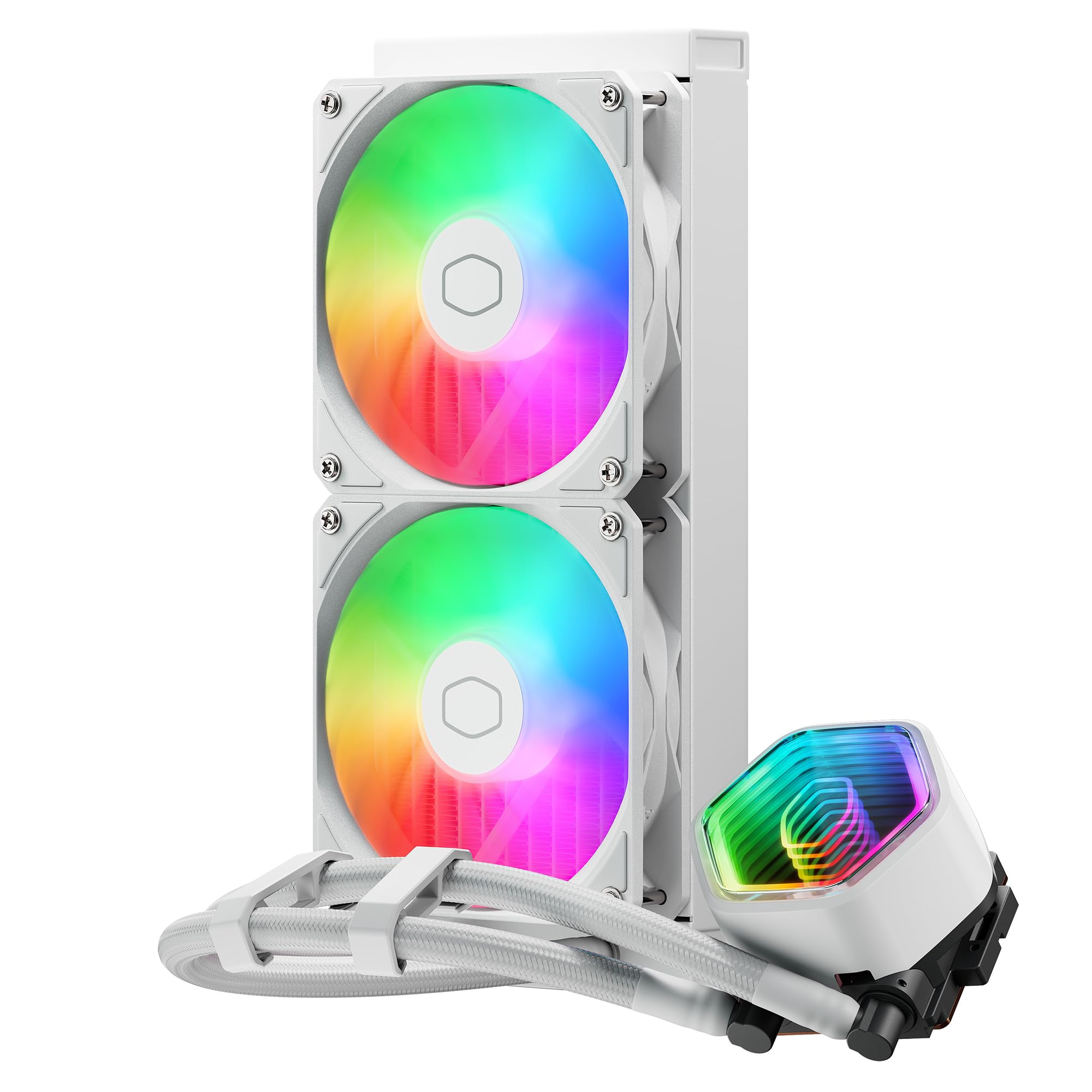 COOLER MASTER DISSIPATORE A LIQUIDO MASTERLIQUID 240 CORE II SKT UNIVERSALE 2X120MM ARGB FANS BIANCO [MLW-D24M-A18PA-RW]