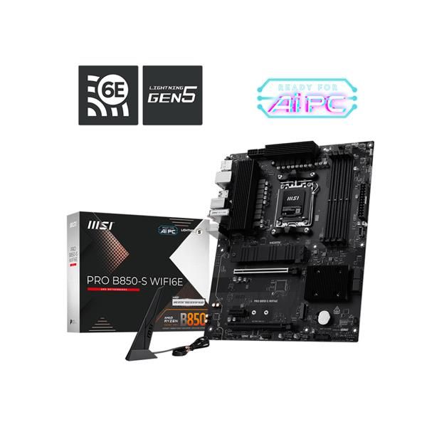 MSI MB PRO B850-S WIFI6E,AM5,4DDR5,2PCI-Ex16,1PCI-Ex1,2M.2,4SATA3,5USB 10G,6USB 5G,4USB2,HD AUDI [PRO B850-S WIFI6E]