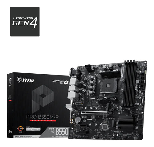 MSI MB PRO B550M-P,B550,AM4,4DDR4,1PCI-Ex16,2PCI-Ex1, 2M.2,4SATA3,7USB3.2 Gen1,6USB2.0,HD [PRO B550M-P]