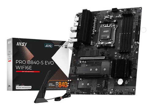 MSI MB AMD B840, PRO B840-S EVO WIFI6E, AM5,4DDR5,2PCI-Ex16,3M.2,4SATA3,2USB10G,5USB5G,HD Audio,2.5Gb [PRO B840-S EVO WIFI6]