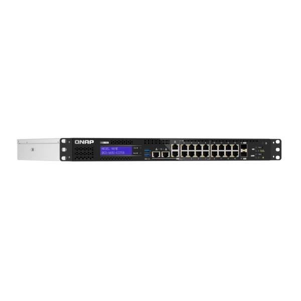QNAP - QGD-1602-C3758: 8 2.5GbE ports, 8 1GbE ports, 2 SFP+ 10GbE., 96W toatl power comsumption, Intel Atom C3758, Equipped with QTS, 2 X 2.5" SSD/HDD, 2 x PCIe Gen 3 slots, 2 X USB3.0 - PROMO FINO A [QGD-1602-C3758-16G]