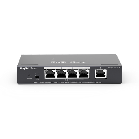 REYEE SMART SWITCH POE GIGABIT 5 P., 4 P. POE/POE+, POE POWER BUDGET 54W (CHASSIS METALLICO DESKTOP) [RG-ES205GC-P]